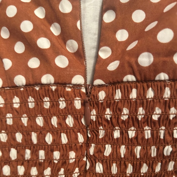 NWT J.Crew Brown and White Polka Dot Midi A-line Sundress Size 12 - Picture 5 of 12